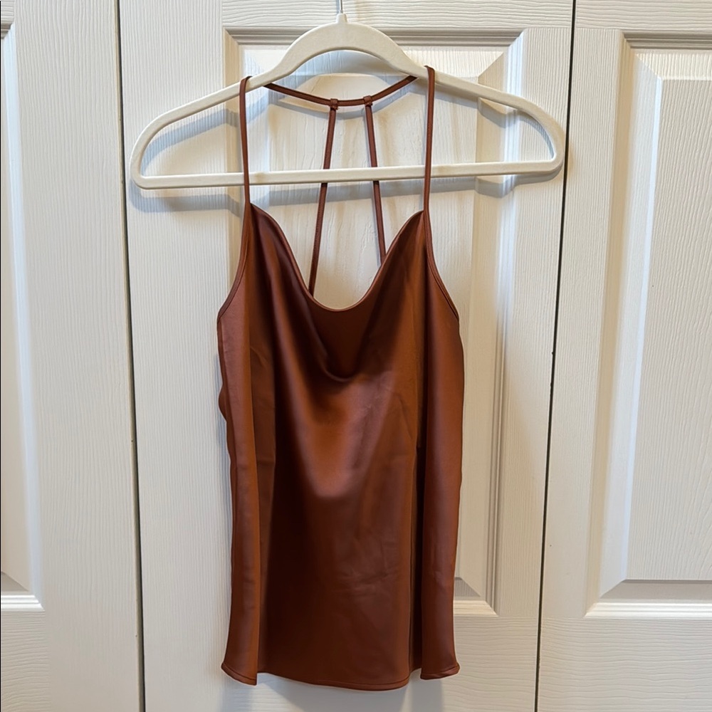 Pleione Copper Satin Blouse